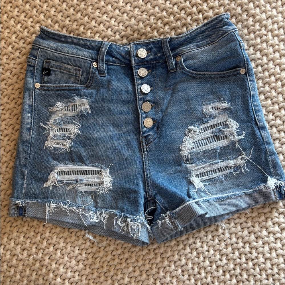 KanCan Blue Distressed Jean Shorts